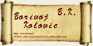 Borivoj Kolović vizit kartica